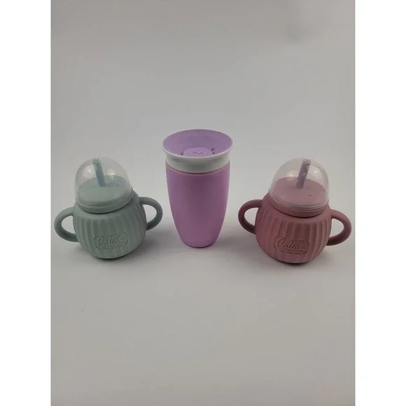 Munchkin Miracle 360 Sippy Cups 2 Pack Pink Green Lavender 360 Degree Toddler - Picture 2 of 9